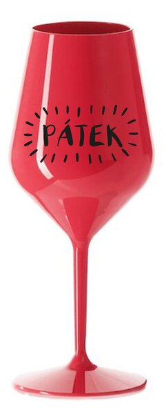 PÁTEK - červená nerozbitná sklenice na víno 470 ml