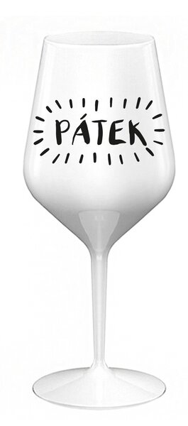 PÁTEK - bílá nerozbitná sklenice na víno 470 ml