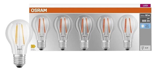 SADA 5x LED Žárovka BASE CLASSIC FILAMENT A60 E27/7W/230V 4000K - Osram