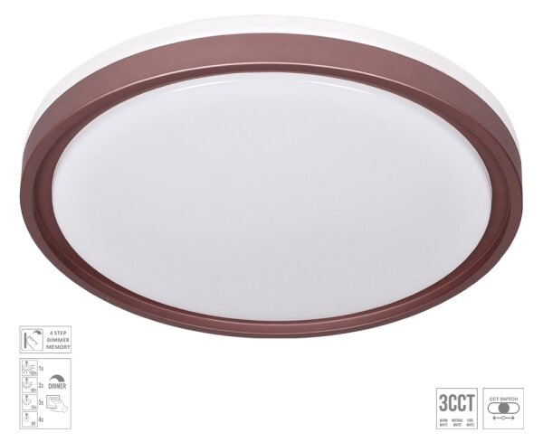 Prezent 71344-LED Stm stropní svítidlo FLOREN LED/30W/230V 3000/4000/6500K hnědá
