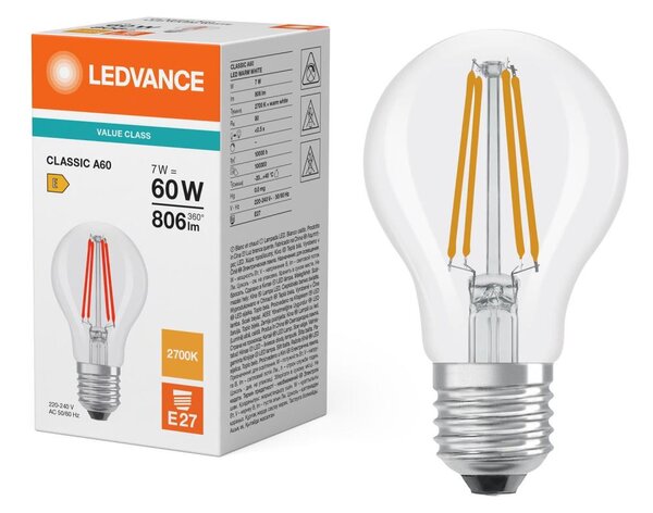 LED Žárovka CLASSIC FILAMENT A60 E27/7W/230V 2700K - Ledvance
