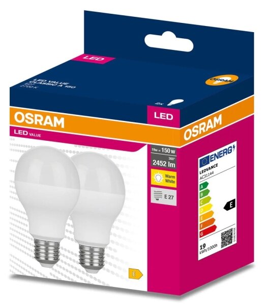 SADA 2x LED Žárovka VALUE CLASSIC E27/19W/230V 2700K - Osram