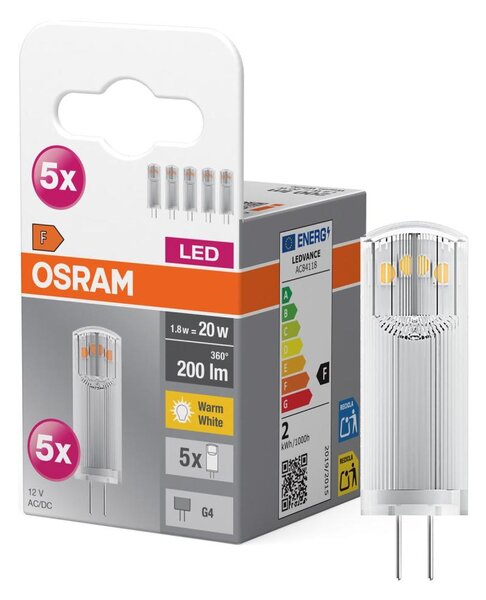 SADA 5x LED Žárovka PIN G4/1,8W/12V 2700K - Osram