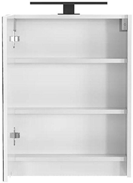 Zrcadlová skříňka do koupelny - nástěnná skříňka se zrcadlem - organizace do koupelny - integrované LED osvětlení - 50 x 65 cm - bílá, lesklá