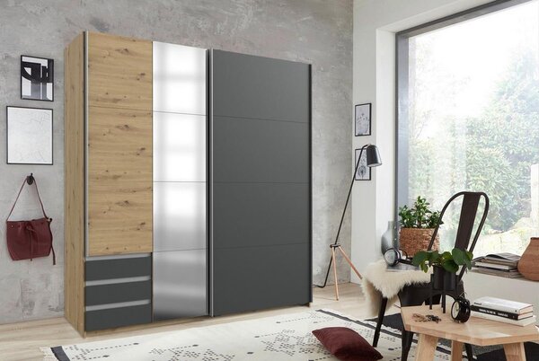 Skřiň s posouvacími dveřmi AURICH grafit, barva dubu