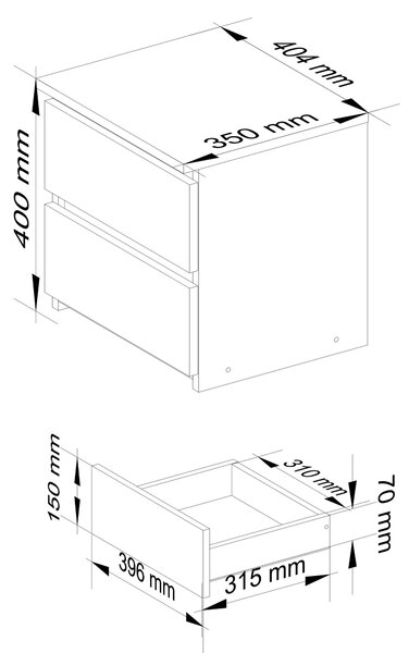 Ak furniture Noční stolek CL2 40 cm grafitově šedý