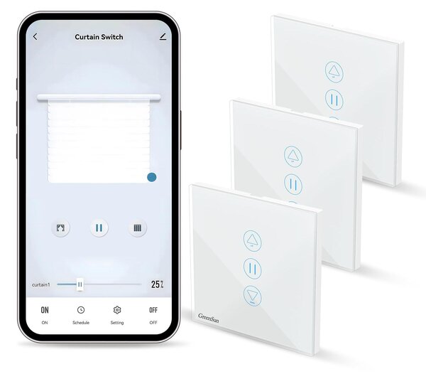 Spínač pro rolety, dotykový spínač pro žaluzie, Wi-Fi spínač, 3 kusy