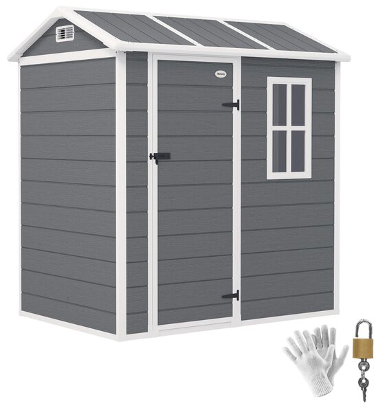 Zahradní domek Outsunny z plastu, 2,1 m², 186 x 130 x 199 cm, edý