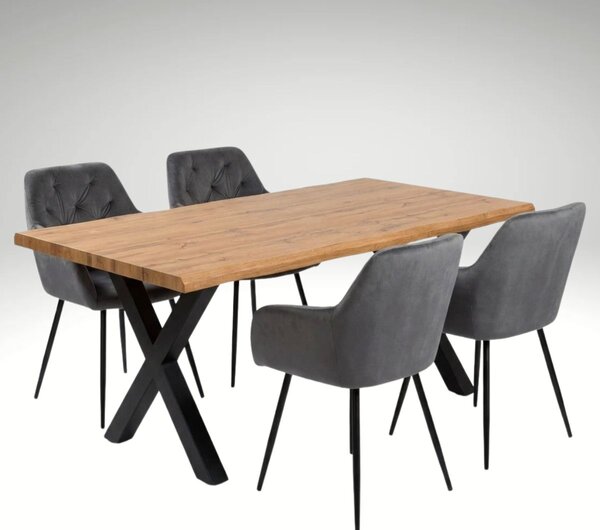 Vikio Jídelní set 4+1 160x90 cm dub, šedá VJS136-4S