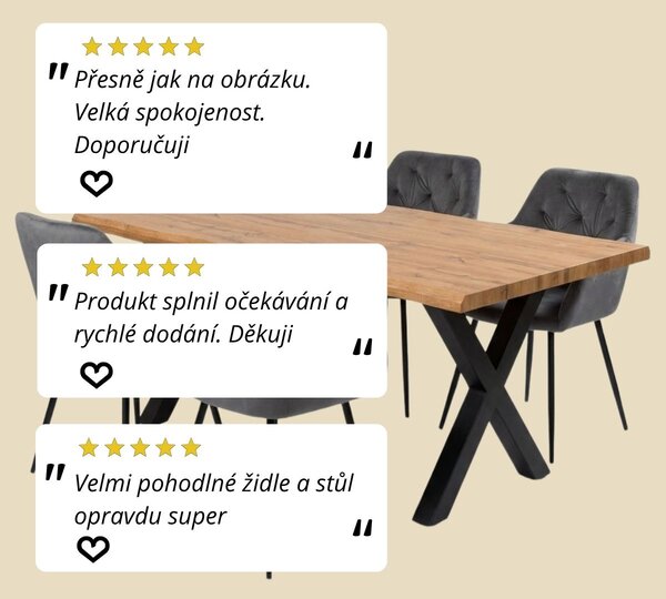 Vikio Jídelní set 4+1 160x90 cm dub, šedá VJS136-4S