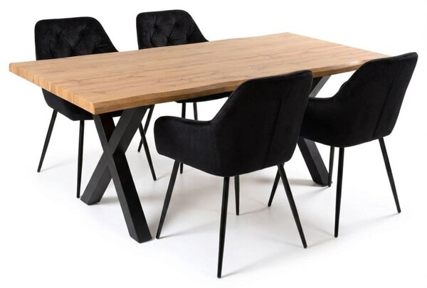 Vikio Jídelní set 4+1 160x90 cm dub, černá VJS136-4C