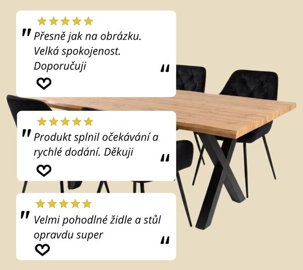 Vikio Jídelní set 4+1 160x90 cm dub, černá VJS136-4C