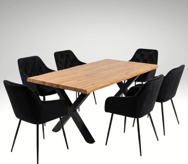 Vikio Jídelní set 6+1 160x90 cm dub, černá VJS136-6C