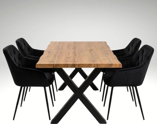 Vikio Jídelní set 4+1 160x90 cm dub, černá VJS136-4C