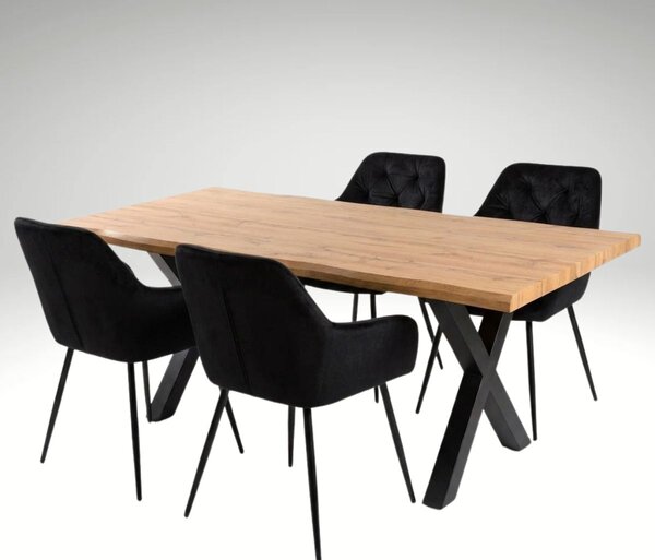 Vikio Jídelní set 4+1 160x90 cm dub, černá VJS136-4C