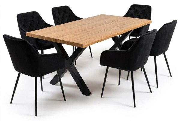 Vikio Jídelní set 6+1 160x90 cm dub, černá VJS136-6C