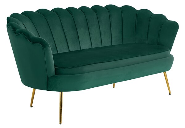 KONDELA Luxusní pohovka, 2,5-sed, smaragdová Velvet / zlatá, styl Art-deco, NOBLIN