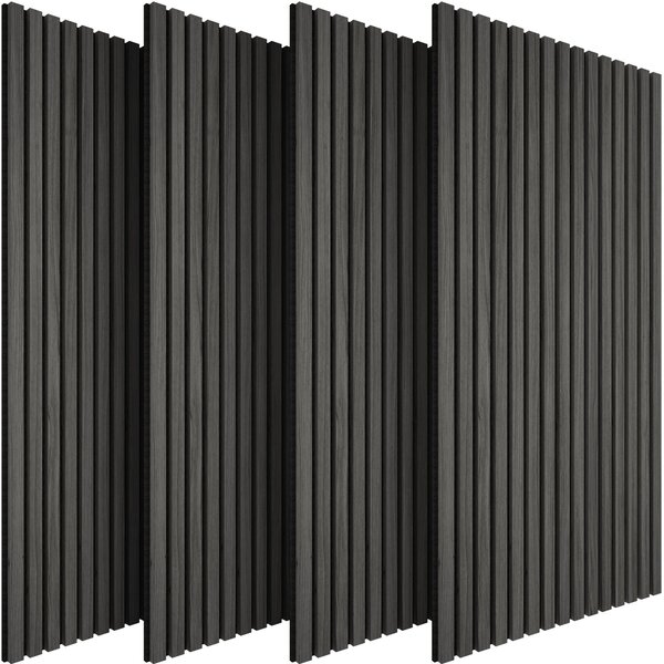 Tectake Nástěnné panely Sonic Wall II v dřevěném vzhledu - černý dub,Sada 4 kusů