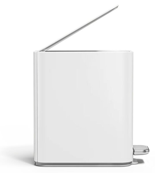 Pedálový úzký odpadkový koš Simplehuman – 5 l, bílá ocel