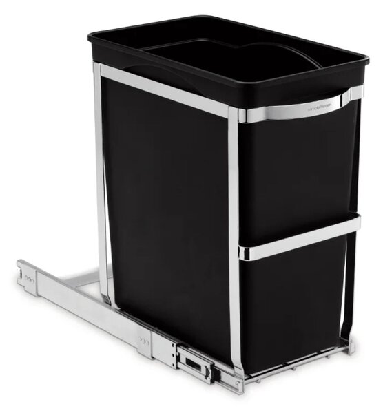 Vestavný odpadkový koš Simplehuman – 30 l, výsuvný, lesklá ocel, plastový kbelík