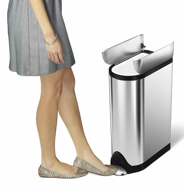 Pedálový odpadkový koš Simplehuman – 18 l, butterfly víko, kartáčovaná nerez ocel, FPP