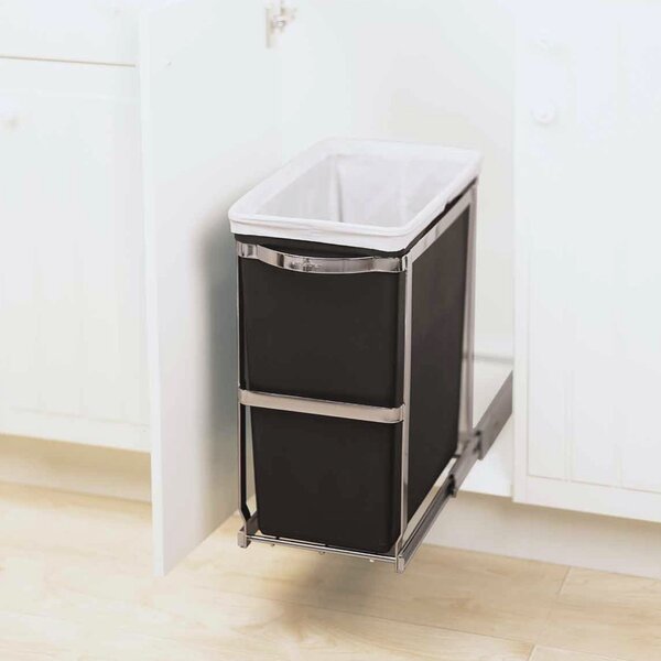 Vestavný odpadkový koš Simplehuman – 30 l, výsuvný, lesklá ocel, plastový kbelík