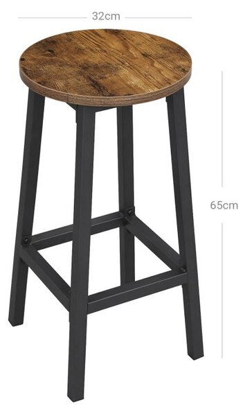 Sada 2 barových stoliček industriální styl 65 cm
