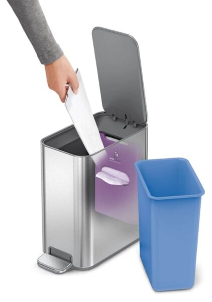 Pedálový úzký odpadkový koš Simplehuman – 5 l, kartáčovaná nerez ocel