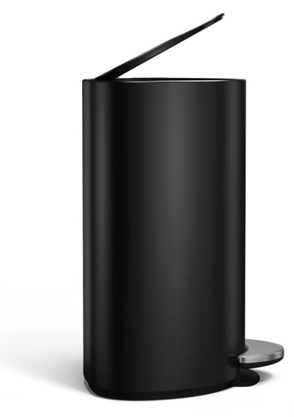 Pedálový odpadkový koš Simplehuman – 6 L, půlkulatý, černá matná ocel, tiché zavírání