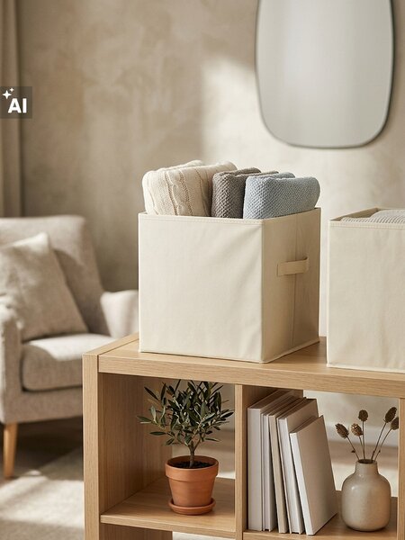 Sinsay - Skládací úložné boxy s uchyty 2 pack - krémová