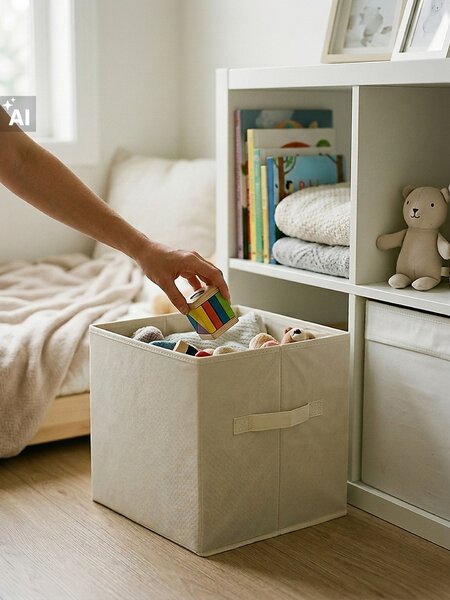 Sinsay - Skládací úložné boxy s uchyty 2 pack - krémová