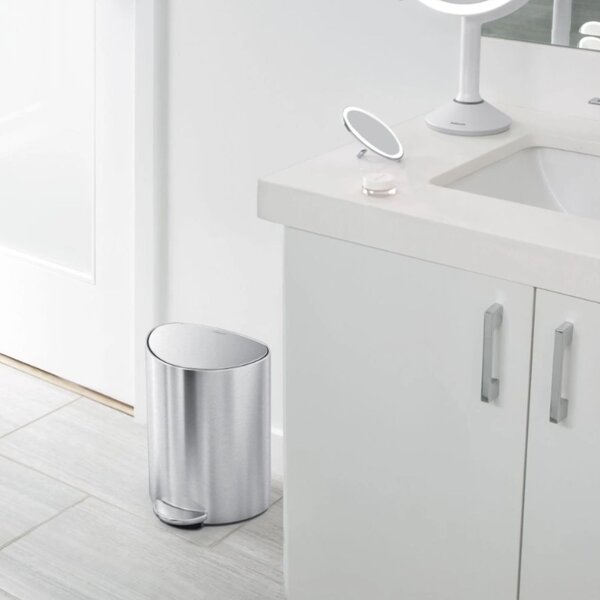 Pedálový odpadkový koš Simplehuman 6 L, půlkulatý, kartáčovaná nerez ocel, tiché zavírání
