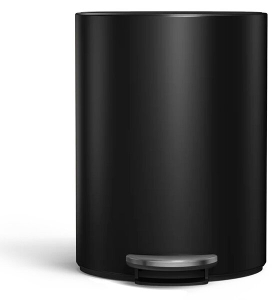 Pedálový odpadkový koš Simplehuman – 6 L, půlkulatý, černá matná ocel, tiché zavírání