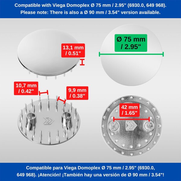 Odpadní sítko pro sprchovou vanu - Kryt - Chromovaný ABS - Ø 75 mm