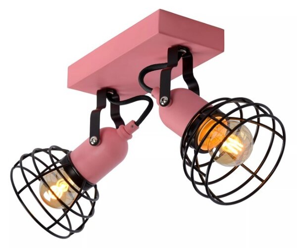 Lucide 08927/02/66 dětské stropní bodové svítidlo Pola 2x60W | E27 - růžová, nastavitelné, stmívatelné