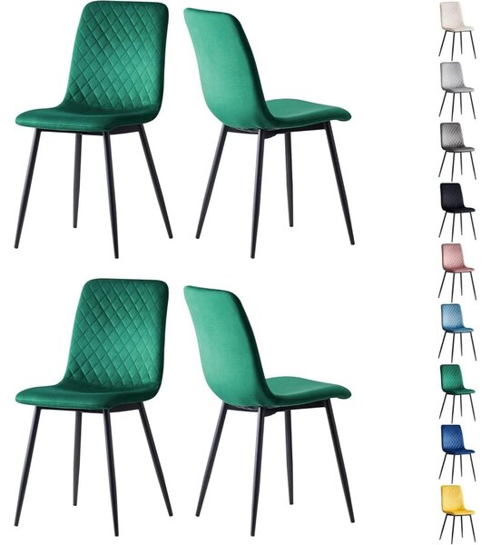 Jídelní židle - Židle - Designová židle - Sametová židle - Židle Lexi - Sada 4 kusů - S kovovými nohami