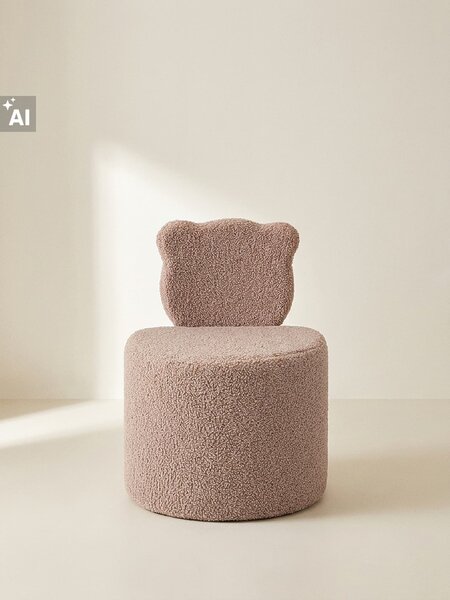 Sinsay - Teddy puf s opěradlem ve tvaru medvídka - béžová