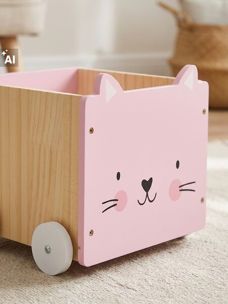 Sinsay - Úložný box na kolečkách s motivem kočky - růžová