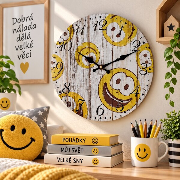 Dětské nástěnné hodiny Smajlíci Ø 34 cm 2000002
