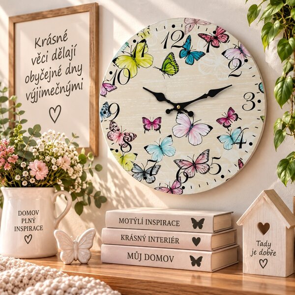 Nástěnné hodiny Motýlci Ø 34 cm 2000088