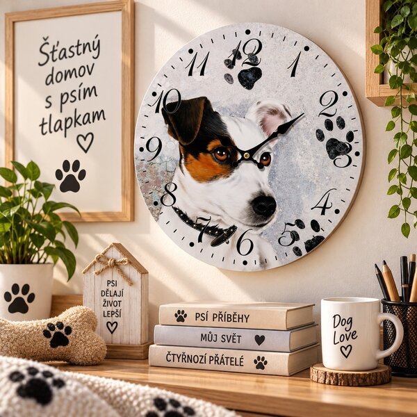 Nástěnné hodiny Jack Russell Ø 34 cm 2000040