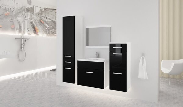 Koupelnová sestava Lora A-lesk bílá/černá Nábytek | Koupelnový nábytek | Koupelnové sestavy | VŠECHNY KOUPELNY