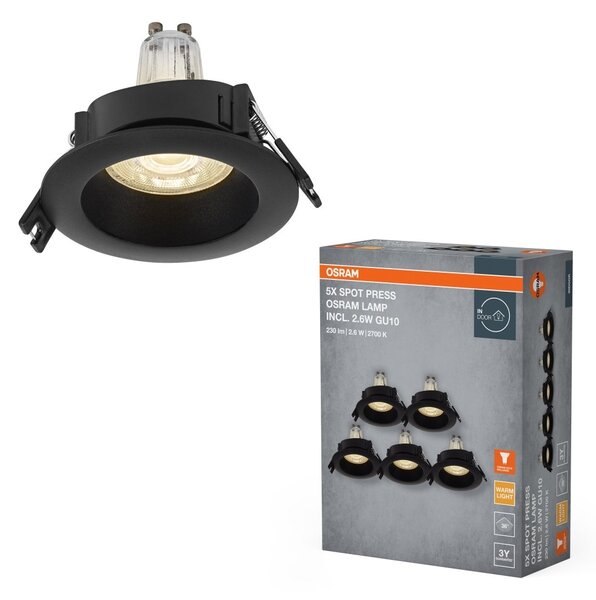 LED bodové svítidlo, zapuštěné, 2.6W, Černé