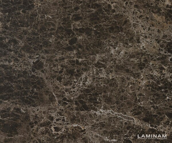 DELIFE Jídelní stůl Edge 200x100 cm keramika Laminam® Emperador Extra Lucidato tmavě hnědá křížová podnož černá