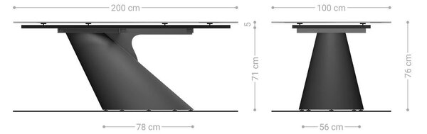 DELIFE Jídelní stůl Edge Boot 200x100 keramika Laminam® Travertino Bianco krémově bílá podnož kovová zlatá