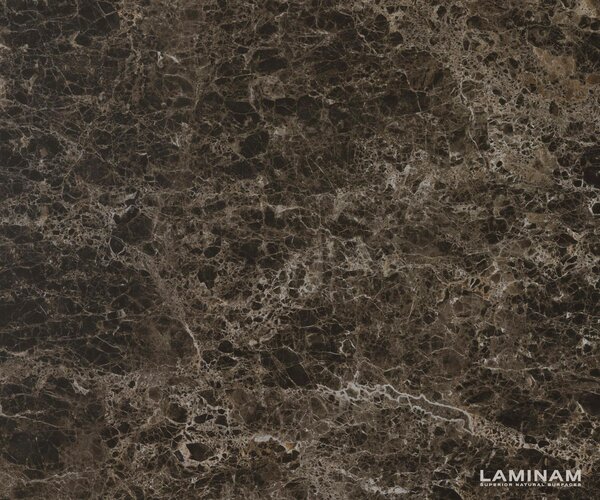 DELIFE Jídelní stůl Edge 300x100 keramika Laminam® Emperador Extra Lucidato tmavě hnědá Zenthara hranatý kov černý