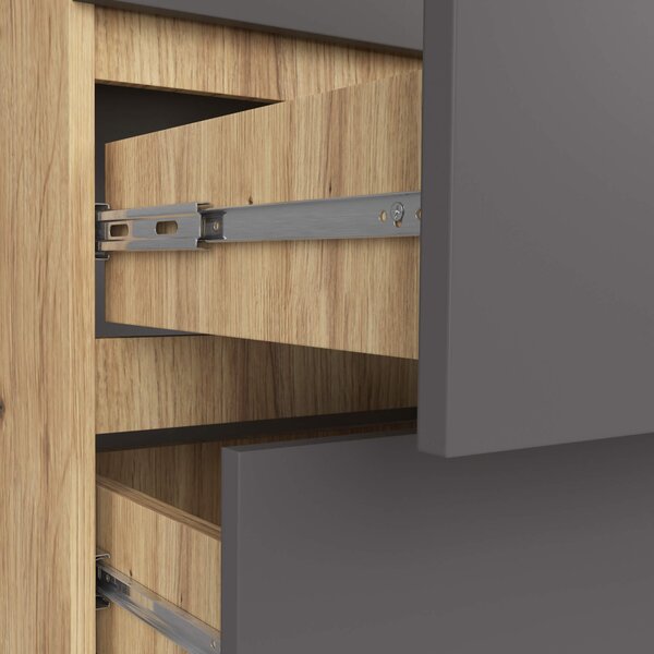 Ak furniture Komoda Kuba 60 cm - 6 šuplíků dub artisan/grafitová