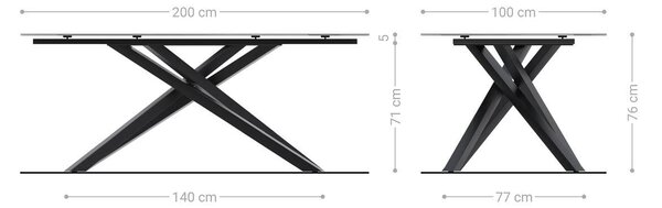 DELIFE Jídelní stůl Edge 200x100 keramika Minas Melange bílá béžová křížová podnož nerezová ocel