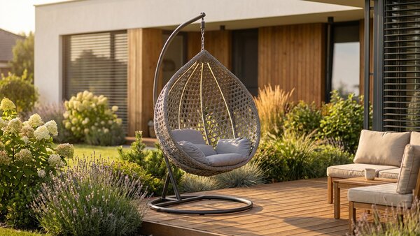 Skládací závěsné houpací křeslo Houseland Bliss XL šedé