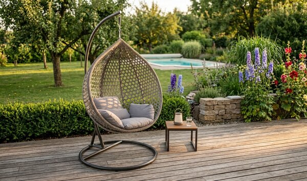 Skládací závěsné houpací křeslo Houseland Bliss XL šedé